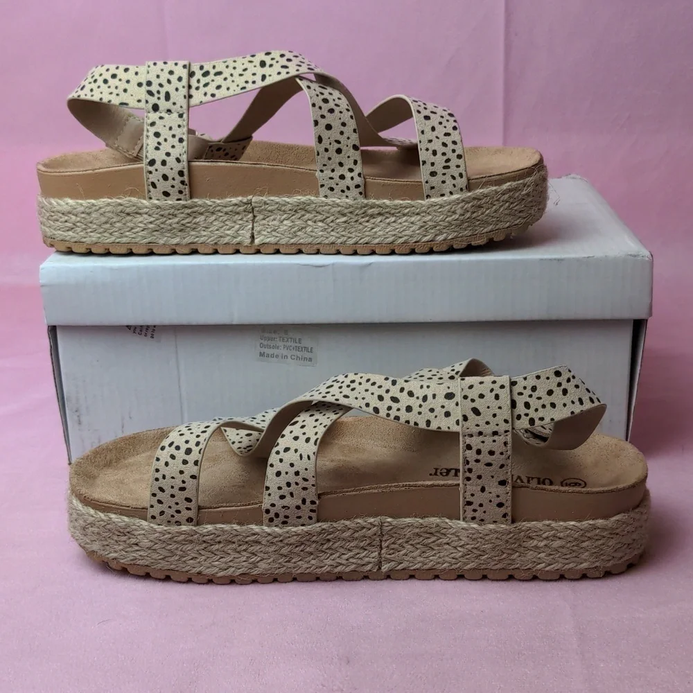 Olivia Miller Cheetah Print Strappy Espadrille Sandals size 6